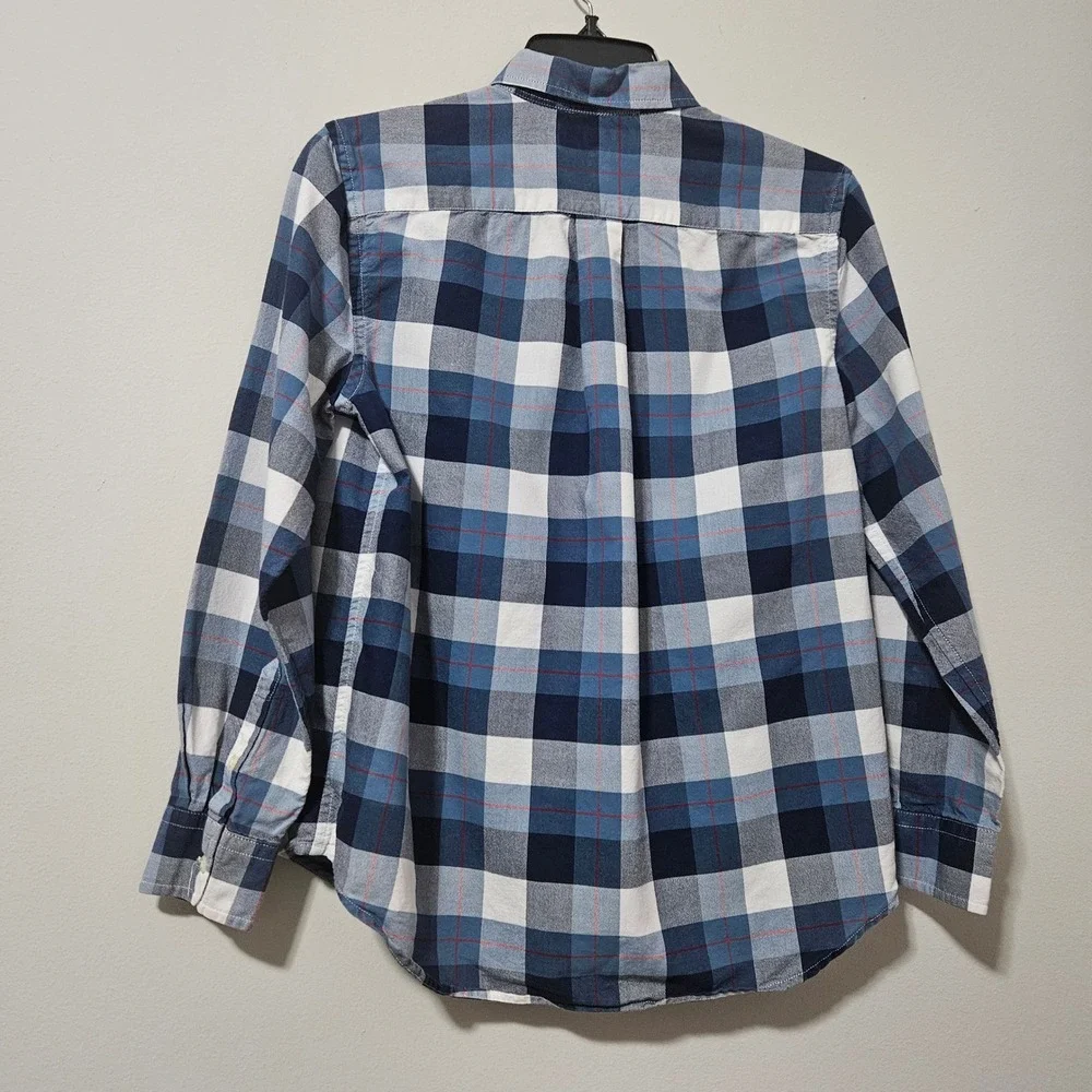 Ralph Lauren Boys Blue White Plaid Button Down Shirt Size Large‎ 14-16 L/G Pony